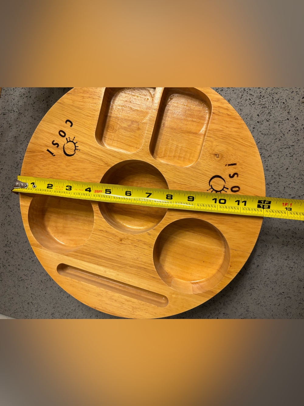 Wooden Round Snack/Charcuterie Serving Board - Light Honey Wood. Nicely built.
